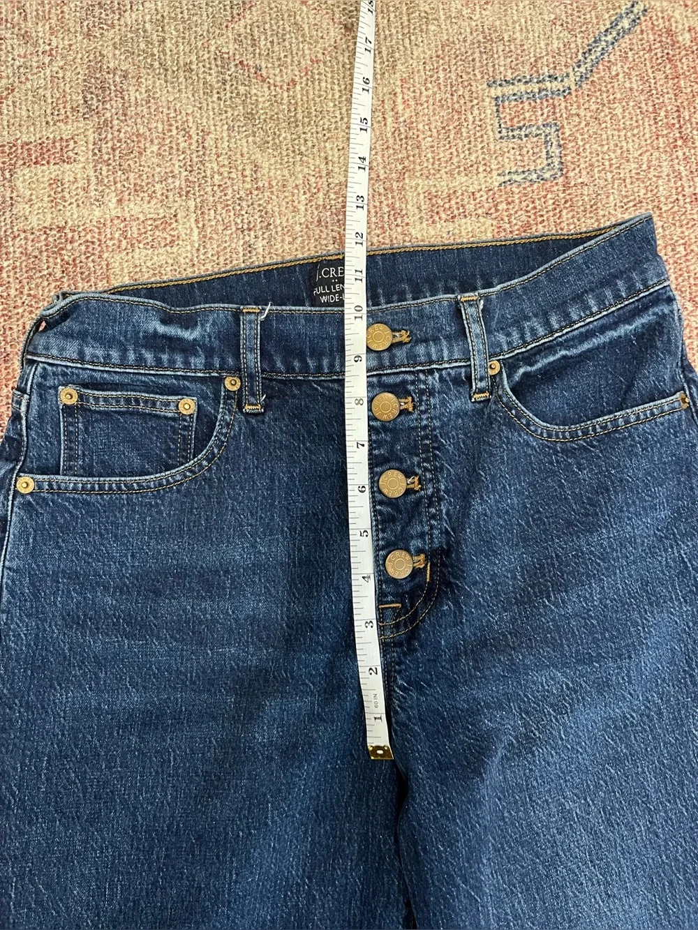 J crew mid rise button fly full length wide leg jeans in medium wash size 28/6